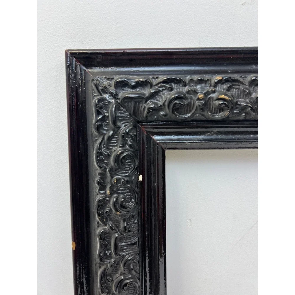 Vintage Ornate Gesso Picture Frame Dark Stain Antique Old Scrollwork Fits 16x20